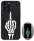 X spirit Skull Phone Case for iPhone 13 Pro, Middle Finger, Cool Skeleton Edgy Goth Gothic Emo Luminous Design, Rock n Roll Style, Glow in The Dark, Leather Finish (iPh 13 Pro-Middle Finger)
