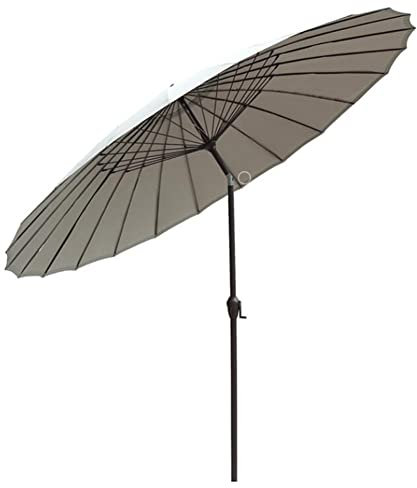 JJ Home Sombrillas de jardín de 9 pies, sombrilla Grande para Patio con manivela, sombrilla inclinable para Mesa de Mercado al Aire Libre, sombrilla Impermeable para terraza, Patio, balcón (Gris)