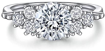 Musihy Ring 925 Damen, Wedding Ring Blumenkrone Weißgold Stil 12 Ringgröße 52 (16.6)