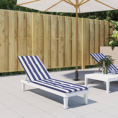 LAPOOH Liegestuhl-Auflage Blau&Weiß Gestreift Oxford-Gewebe, Hollywoodschaukel Auflage, Sonnenliege Auflage, Gartenliege Auflage, Liegenauflage, Deckchair Auflagen