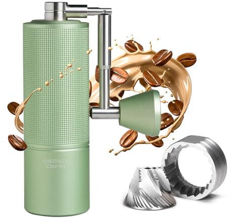 TIMEMORE Coffee Grinder Manual Stainless Steel Coffee Bean Grinder with Foldable Handle Internal Adjustable Setting, Double Bearing Positioning for Espresso Pour Over Coffee Chestnut C3S ESP PRO Green