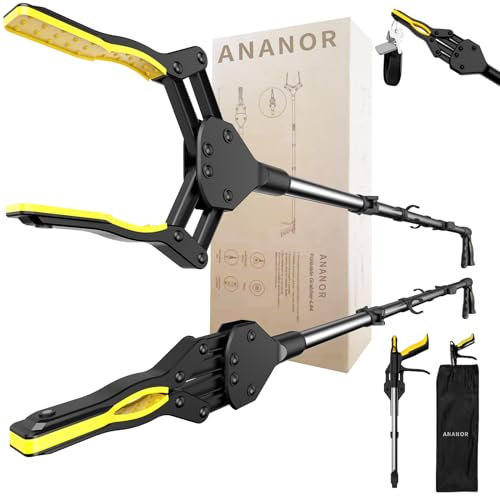 2 x 112 cm Pince Ramasse Objet, pour Personnes à Mobilité Réduite, Mâchoire Large Améliorée avec tête Rotative à 360° et 2 sacs de Rangement, Pince de Préhension Magnétique, Pince à Ordures, Aide