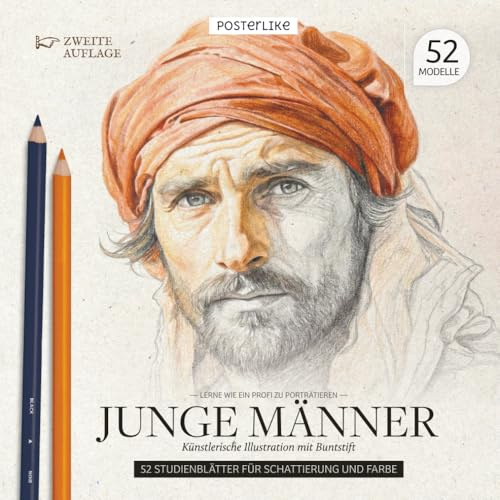 Lerne wie ein Profi zu porträtieren Junge Männer. Künstlerische Illustration mit Buntstift: Die Kunst des jungen männlichen Porträts mit Buntstift ... Zeichnen und Farbe in realistischen Porträts)