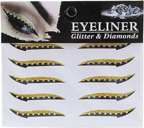 Crystal Crease Eyeliner Sticker Bling,Crystal Eyeliner Sticker,Glitter Eyeliner Sticker Instant Self Adhesive Eye Line Strip Reusable Eyeshadow Stickers,Eyeliner Sticker Waterproof Sticker (E)