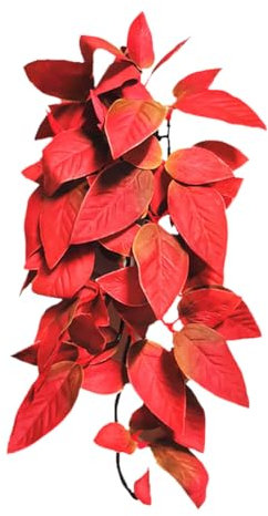 JIHUOO Artificial Terrarium Plants Reptile Tank Plants Large Snake Tank Plants Hanging Plant Vines Snake Terrarium Climbing Decor Terrarium Plant Decoration Red