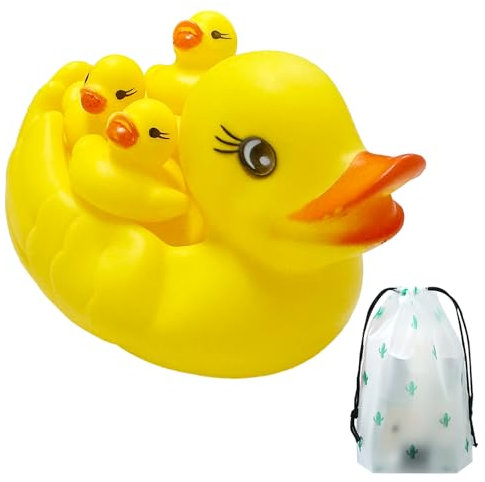 4 Piezas de Juguete de Baño de Pato de Goma Con Bolsa de Almacenamiento, Flotante Para Piscina, Clásico Para el Baño