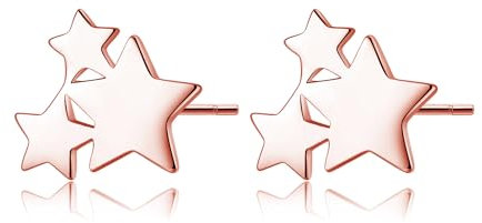 SLUYNZ Solid 925 Sterling Silber Stern Ohrringe Ohrstecker für Frauen Damen kleine Stern Pfosten Ohrstecker (C-Roségold)