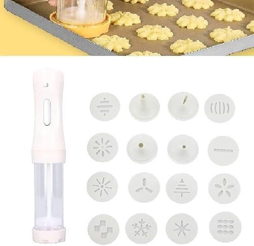 SaeYz Cookie press Electric Cookie Press Gun, Electric Cookie Press Gun Kit with 12 Discs, Cake Dessert DIY Maker and Decoration Baking Kit