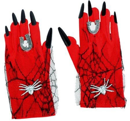 VALICLUD 1 Paar Rote Hexenklauen-Skeletthandschuhe Klaue aus Latex Halloween-Cosplay-Handschuhe Kleider Spinnennetz-Handschuhe kurze partyhandschuhe Erdfarben Kleidung