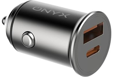 ONYX Carica batteria per auto 45W USB C + USB A, Carica Batteria Accendisigari per Auto con Ricarica Rapida PD & QC 3.0, Presa Ultra Compatta in Metallo, Caricabatterie Auto per iPhone, Samsung