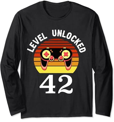 Level 42 Unlocked, 42 Birthday, 42 Years Old Long Sleeve T-Shirt