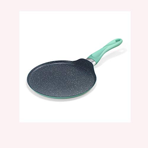Amzheziyi Wrought Iron Frying Pan - Pancake Frying Pan Non-Stick Ore Coating for Omelettes, Steak, Pizza, Green