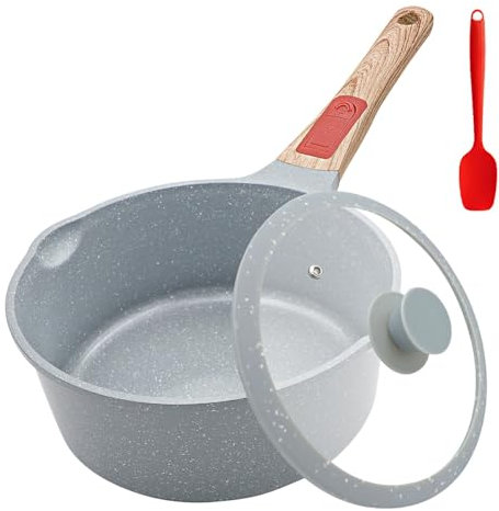 AIKENBBKK Casserole en Céramique 20 cm avec Couvercle, 2.5L Revêtement Anti-adhésif en Céramique Casserole avec Poignée Amovible, Convient pour Tous les Types de Feux, Sans PTFE et PFOA- Bleu