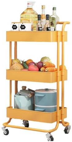 CLLBANT Carrello portaoggetti per Frutta e Verdura Scaffale da Cucina Extra Resistente in Acciaio Metallico a 3 Livelli con rulli, Organizer per scaffalature, Supporto per Fiori da Esterno