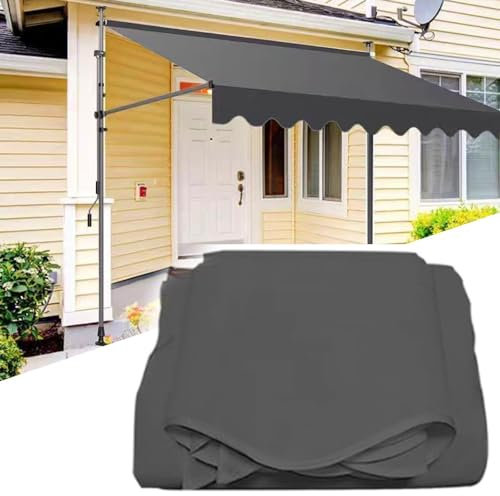 NILZA Ersatzstoff Für Einziehbare Klemmmarkise Einstellbarem Markisenstoff Sonnenschutz Ersatztuch Canvas UV Schutz Markisenbespannung Für Garten Balkon Deck(Color:Black,Size:250cm)