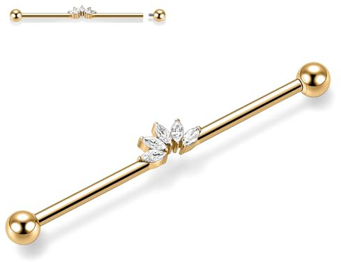 AROWRO 14G Industrieller Piercingschmuck Industrieller Barren Knorpel Conch Helix Piercingschmuck 38mm Gold