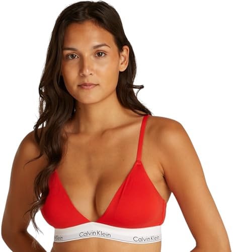 Calvin Klein Women’s Triangle Bralette with Removable Padding, Red (Molten), XL