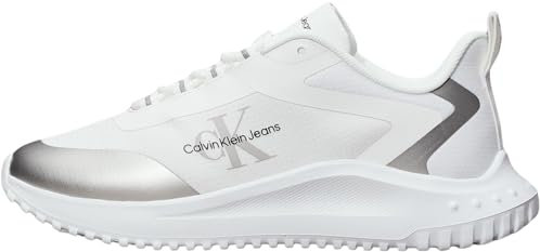 Calvin Klein Runner Sneaker Mujer Eva Low Lace Mix Calzado Deportivo, Blanco (Bright White/Silver), 41