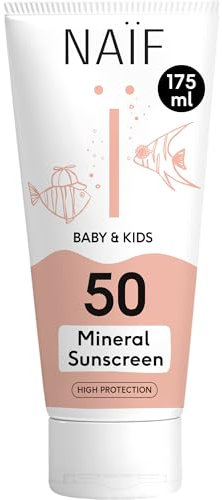 Naïf Sonnencreme auf mineralischer Basis - für Baby & Kind - LSF 50 - Creme ohne Octocrylene - UVA und UVB Schutz - Wasserresistent - Dermatologisch Getestet - Ohne Mikroplastik - 175ML