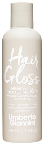 Umberto Giannini Hair Gloss Baume lissant sans rinçage 180 ml, finition en verre pour cheveux crépus et abîmés, végétalien, sans cruauté envers les animaux et sans sulfate