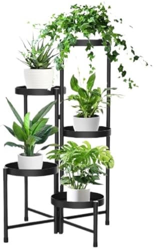 SHCHNA Blumenregal Blumenständer Pflanzenständer Pflanzenständer Aus Metall Für Drinnen Und Draußen, Faltbar, Hoher Blumenständer, Regal Für Mehrere Pflanzen, Mehrstufig Pflanzenregal Blumentreppe