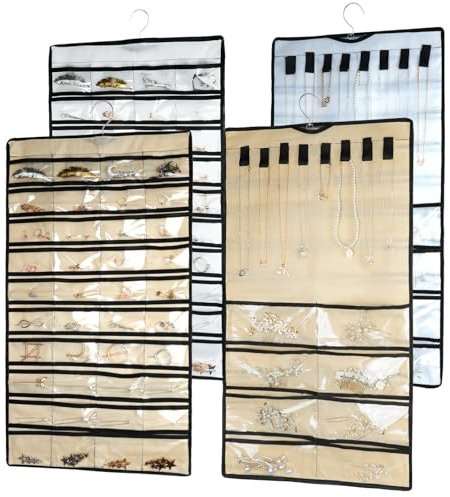 Mulaibdin 2 Pezzi Porta Gioielli da Appendere, Organizer Gioielli da Appendere Alla Porta, Doppia Faccia Muro Orecchini Collane da Appenderes, Hanging Jewelry Organizer con Gancio per Regalo