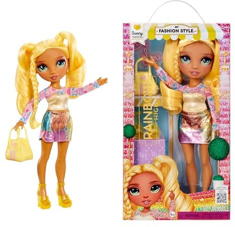 Rainbow High My Fashion Style Doll - Sunny - 28 cm Gelbe Modepuppe mit Aufsehenerregendem Outfit und Schicker Handtasche, zum Spielen, Bewegen, Sammeln, Für Kinder von 4 bis 12 Jahren