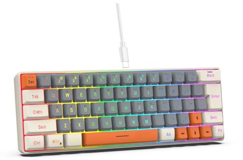 Limtula Clavier Jeu Mécanique avec Rétroéclairage LED 63 Touches Clavier D'ordinateur Filaire pour Ordinateur Portable PC Joueurs Travail Bureau