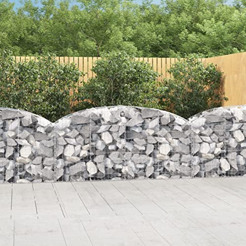 Somanki Gabione mit Hochbogen, Gabionenkörbe, Gabionen Hochbeet, Steinkorb, Gabionengitter, Kräuterspirale Für Garten, Drahtkorb Für Pflanzen, 200x50x80/100 cm Verzinktes Eisen