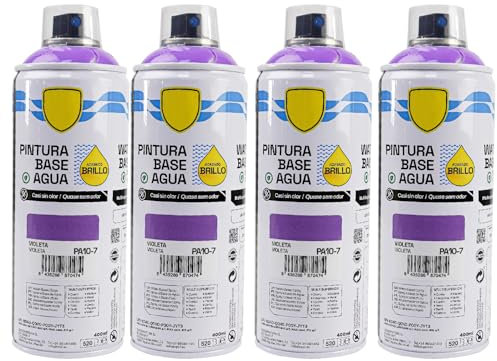 various - Pintura Spray Base Agua 400ml,Ecológica y Sin Olor,Para Muebles,Metal,Plástico y Madera,Colores Duraderos,Cobertura Uniforme - Violeta,4 unidad