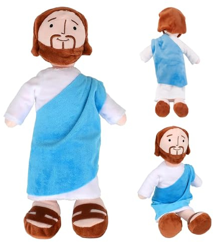 KBIBCK Jesus Plüsch, 32cm Jesus Kuscheltier, Christus Religiöser Retter Jesuss, My Friend JesusPlush, Katholische Weihnachts- und Ostergeschenke, Stoff Jesuss für Kinder Frauen Männer (Blau)