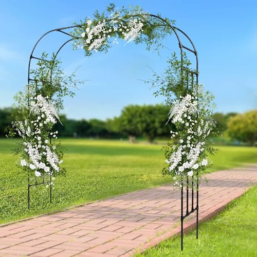 Garten Bogen, 2.4m Plant Climbing Arch Rack, Rankgitter mit PE-Beschichtung, Rosenbogen Torbogen, Multifunktional Metallbogen, für Garten Dekoration, den Anbau vonKletterfrüchten, Gemüse und Blumen