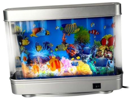 Milageto Fausse Lampe décorative d'aquarium, Lampe décorative de Paysage de mer, veilleuse LED, Paysage Tropical Artificiel pour Bureau et Bureau