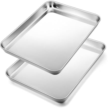 2-Pack Large Oven Tray Set | 31 * 24 * 3.1CM Cookies & Afternoon Tea Stainless Steel Baking Sheet for Cooking/Baking/Serving - Mirror Finish& Rust Free, Dishwasher Safe