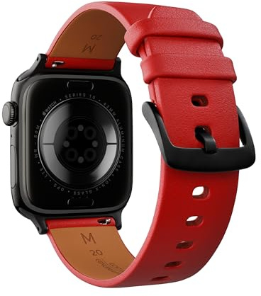 STAILER Uhrenarmband für Apple Watch, 38mm 40mm 41mm 42mm 44mm 45mm, Echtes Leder, Ersatzarmband kompatibel mit Series 8 7 6 5 4 3 2 1 SE SE2, echtes italienisches Leder Edelstahl Metall Schließe 316L
