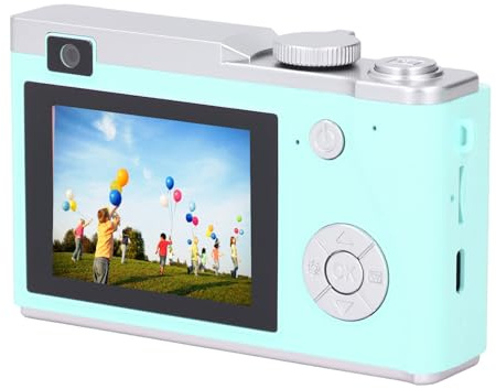 Tbest 48MP Digital Camera 1080P Video Front Rear Dual Lens 16X Zoom Point Shoot with 2.4inch HD Display for Travel Party Wedding Graduation (Light Green)