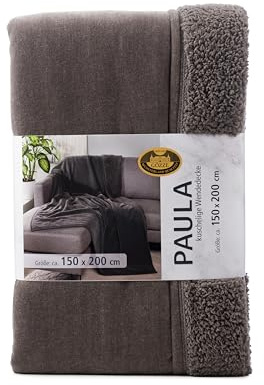 Gözze - Chenille Wohndecke Paula, Luxuriöse Kuscheldecke mit weicher Rückseite, 100% Polyester-Mikrofaser, 150 x 200 cm - Anthrazit