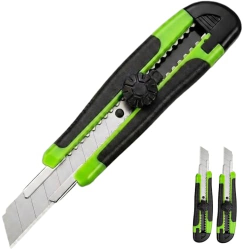 ToolSpace Cuttermesser Profi 3x Teppichmesser Universal 18mm Stanley Messer | Extra Scharf SK5 Klinge - Ergonomisch Körper mit Gummirillen - Mehrzweck Handwerkzeug Präzisions Utility Knife Cutter Messer