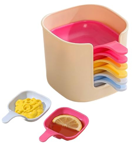 Ramequins à Sauce - Petits Bols à Sauce Assiettes Miniatures - 6 Pièces Petit Plat avec Support pour Cuisine Repas Pique-nique Barbecue Maison