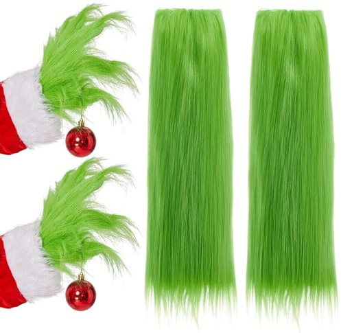 YUYWWAN Weihnachtselfen Monsterkostüm Zubehör, Grüne Plüsch Handschuhe und Fußsäcke, Kostüm Zubehör Pelzige Weihnachts für Damen Herren Weihnachten Rollenspiel