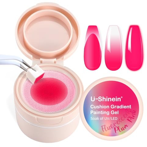 U-Shinein Gel de Pintura Gradiente con Cojín, Uñas Ombre Aura Uñas Cobertura Total Control Preciso de Cada Sumersión 100 piezas Pincel Esponja y Lápiz de Agarre Efecto Mate No Se Lava Duradera UV LED