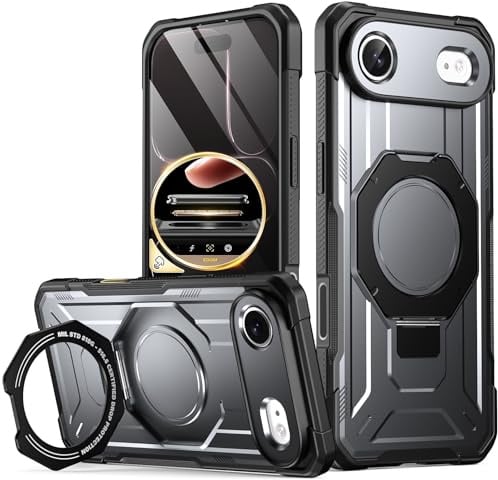 POETIC Spartan Hülle mit Ringständer für iPhone Air, [Kamera-Steuertaste] [Magsafe-kompatibel] Robuste, stoßfeste Schutzhülle, Metallic Gun Metal