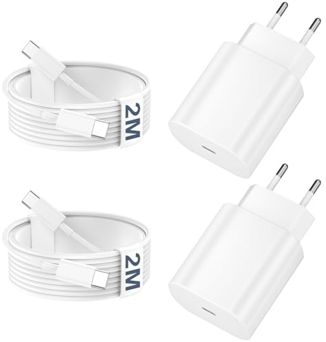 USB C Ladegerät mit Ladekabel für iPhone 17 16 15 Pro Max Air Plus 25W USB-C Schnellladegerät mit 2M USBC Kabel Schnellladekabel 4-Pack Typ C Adapter Netzteil Stecker für iPad, Samsung S25 S24 S23