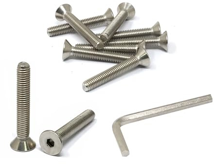 iexcell Lot de 10 vis à tête plate hexagonale en acier inoxydable 304 3/8-16 x 6,3 cm