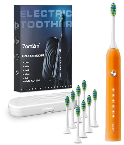 7AM2M Sonic Elektrische Zahnbürste für Erwachsene und Kinder, 8 Bürstenköpfe