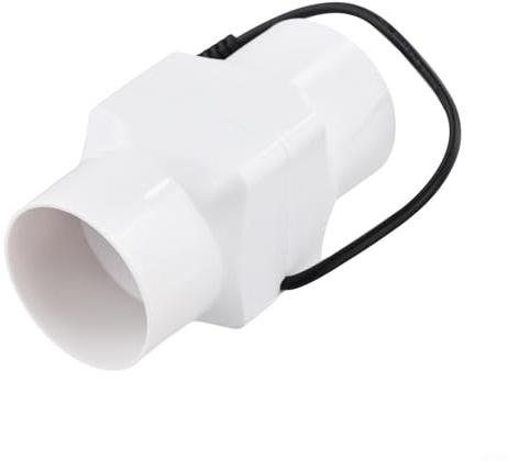 Rohrventilator 12V 6W Leistungsstarker Inline-Ventilator mit 36m³/h Luftdurchsatz, Geräuscharmer Abluftlüfter für Badezimmer und Hühnerstall, PVC-Material, 50 mm(White 60MM)