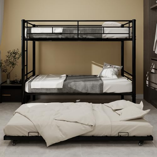 VSOGA Hochbelastbares, stabiles Meta Twin Over Twin Etagenbett/l/Geräuscharm/Sicherheitsgeländer/kein Boxspring erforderlich