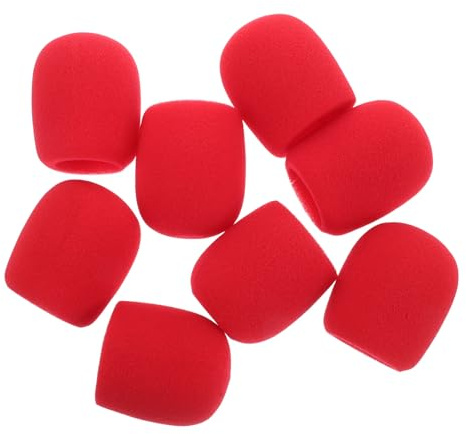 TOYANDONA 8 Stück Schaumstoff Mikrofonüberzüge Rot Windschutz und Popfilter für Handmikrofone Wiederverwendbar Windgeräuschreduzierend für Ktv Heimstudio und Öffentliche Reden