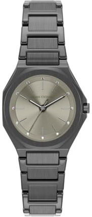 Armani Exchange Watch for Women, Quarz-Dreizeigerwerk und 34 mm Gehäusegröße mit Edelstahl- oder Lederarmband
