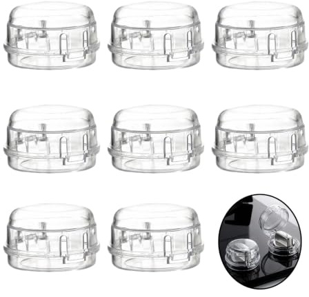 Fealkira 8PCS Kindersicherung Herd Drehknöpfe,herdknopf Kindersicherung,hitzebeständig Bis 200°C, Einfache Montage Ohne Werkzeug, Für Gasherd Elektroherd Backofen。